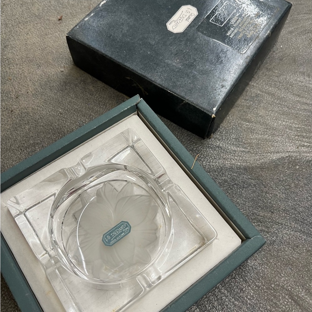 Lalique Crystal Ashtray with Box